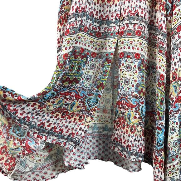Raga Revolve Riviera Vibe Maxi Halter Dress Patchwork Paisley Boho Cottage Large - Picture 9 of 15
